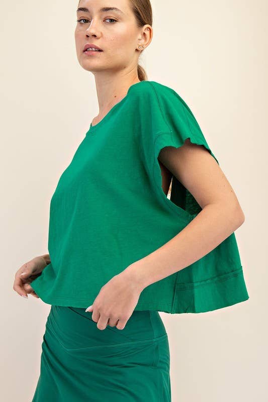 T899937-OVERSIZED COTTON SLUB OPEN BACK TOP
