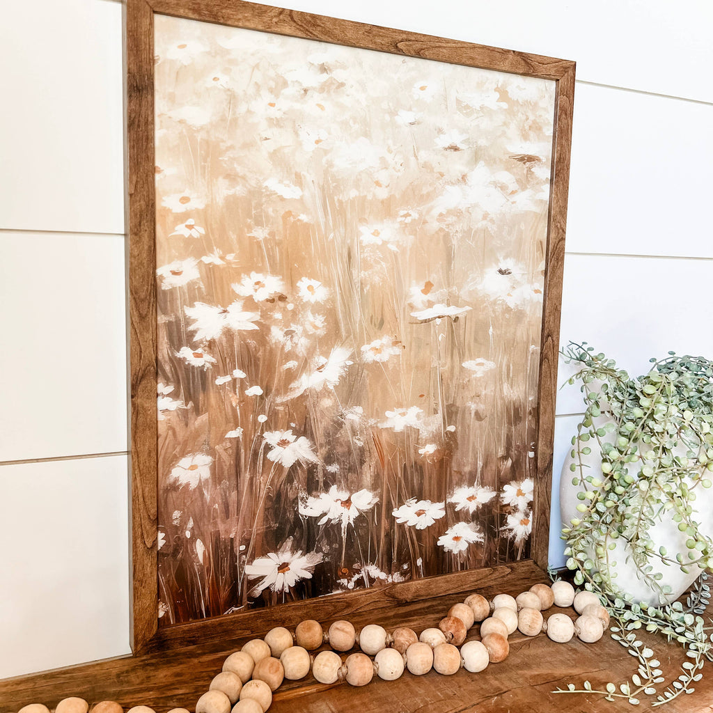 White Daisies Wood Sign