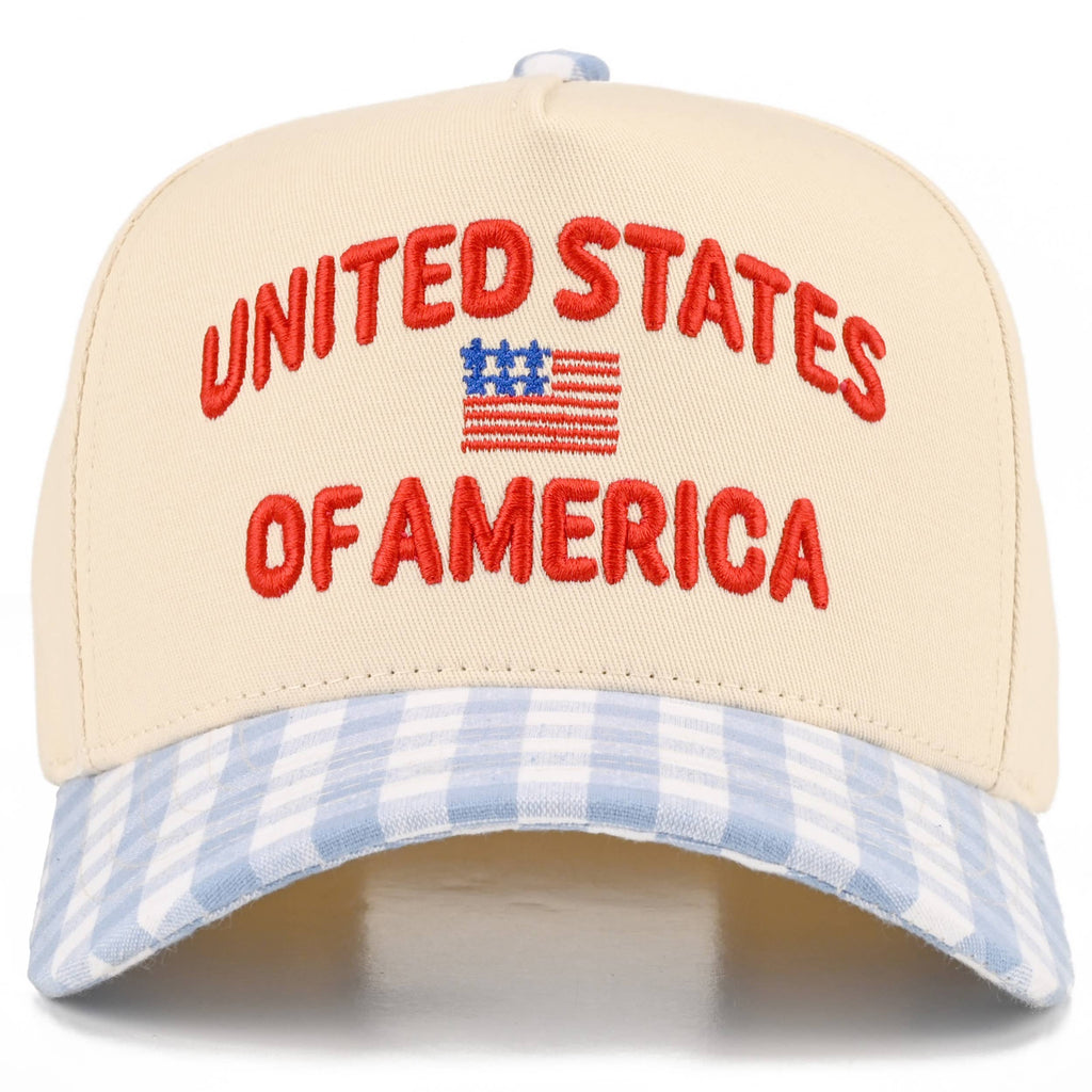C.C Gingham UNITED STATES OF AMERICA on Two Tone Trucker Hat
