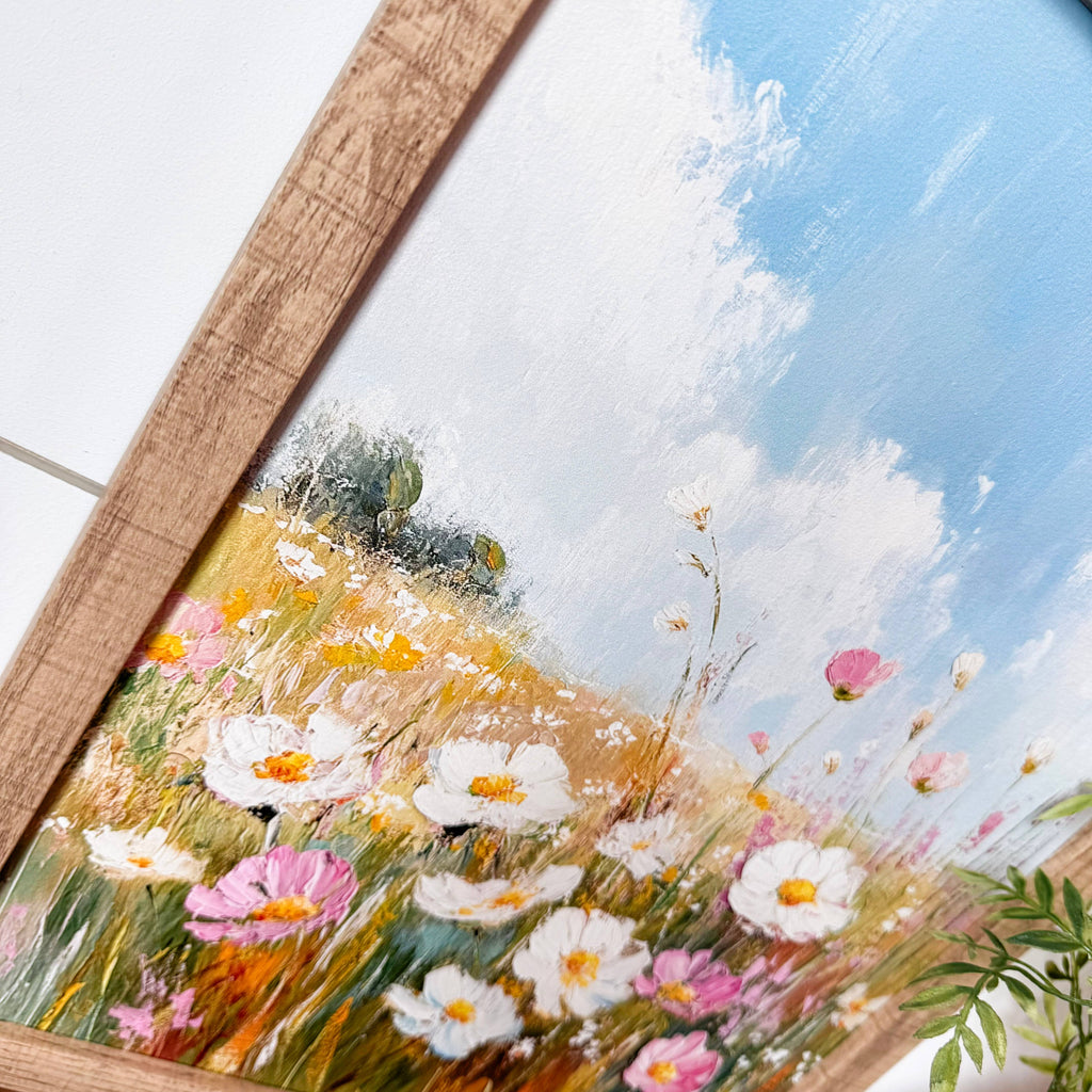 Pink & White Spring Wildflowers Wall Art