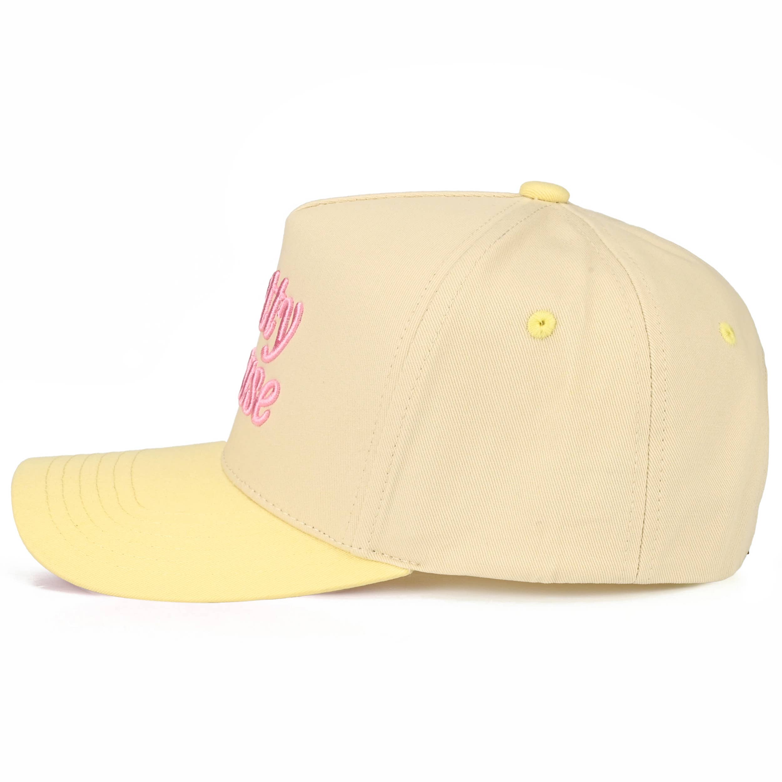 C.C PRETTY PLEASE Letter Embroidered on Two Tone Trucker Hat