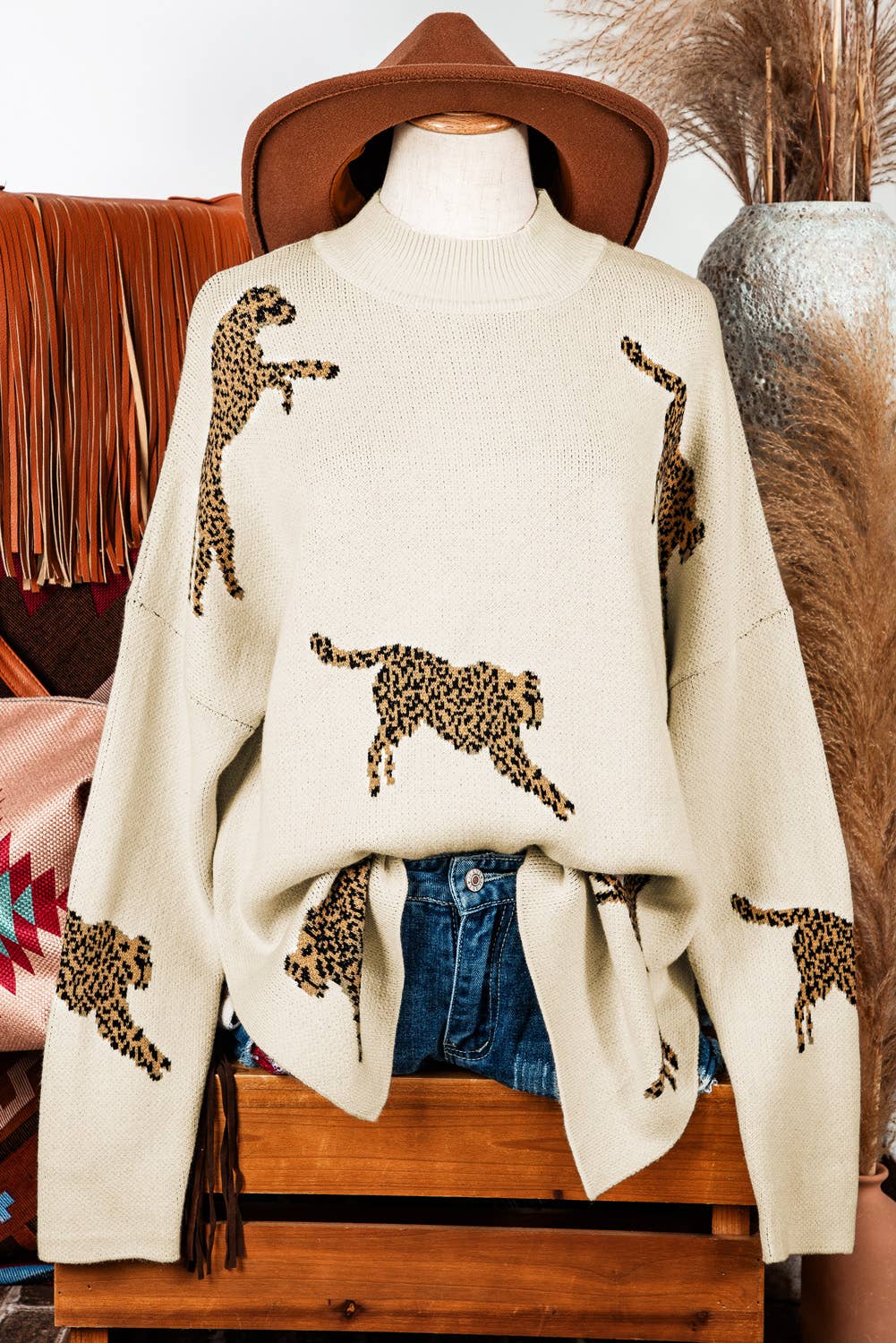 Western Cheetah Print Sweater