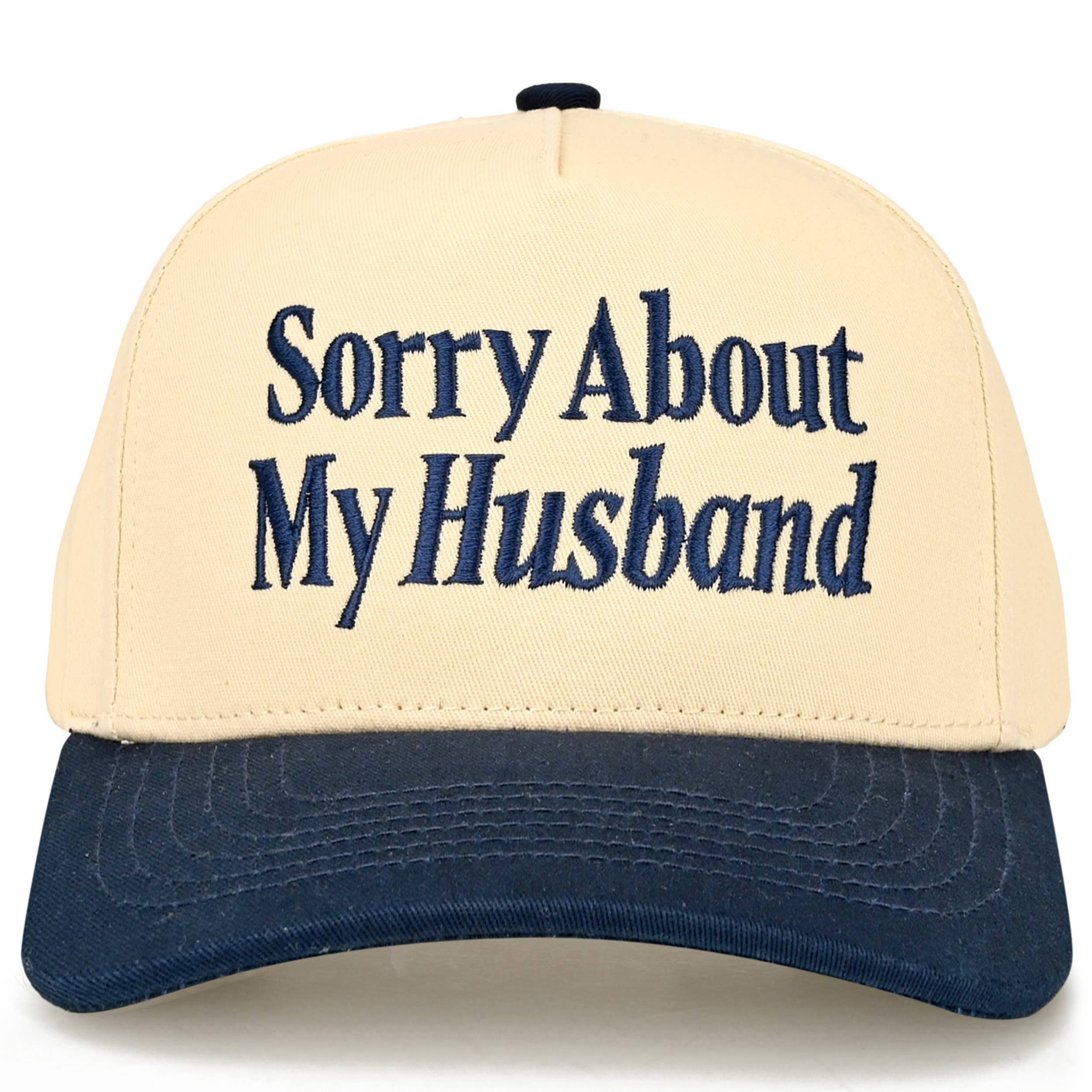 C.C SORRY ABOUT MY HUSBAND Letter Two Tone Trucker Hat: Red