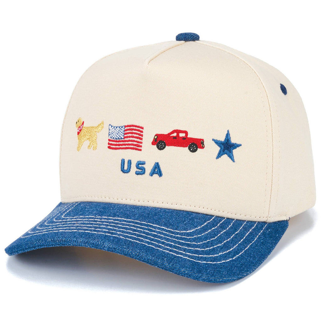 C.C USA Letter with Icon Embroidered on Two Tone Trucker Hat