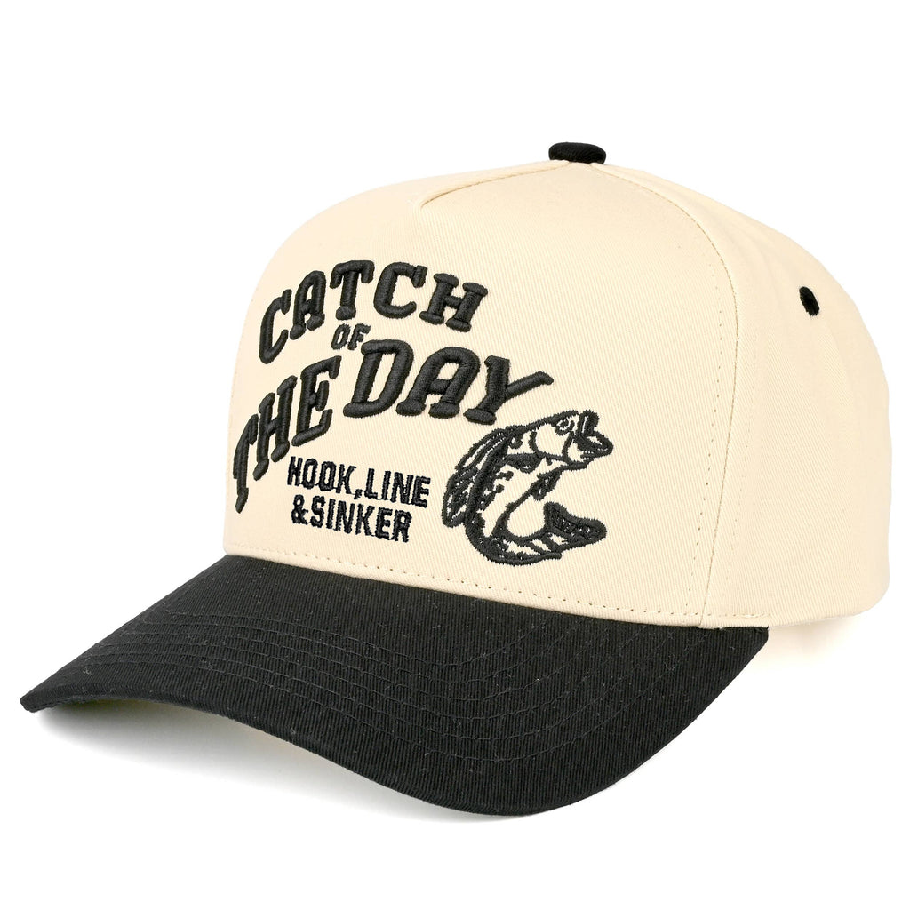 CATCH OF THE DAY Embroidered Letter Two Tone Trucker Hat