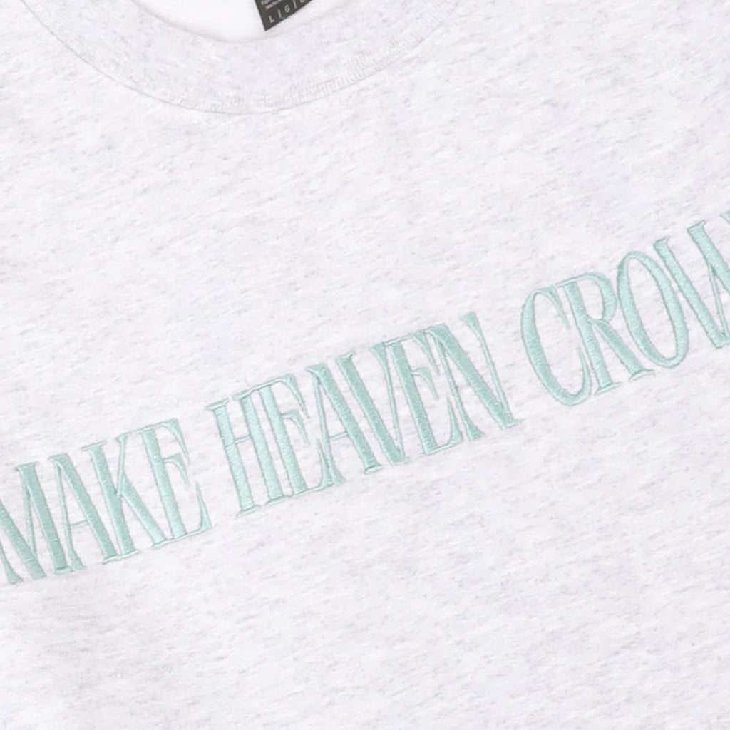 MAKE HEAVEN CROWDED Embroidered Heavyweight Sweatshirt: LIGHT PINK / XL