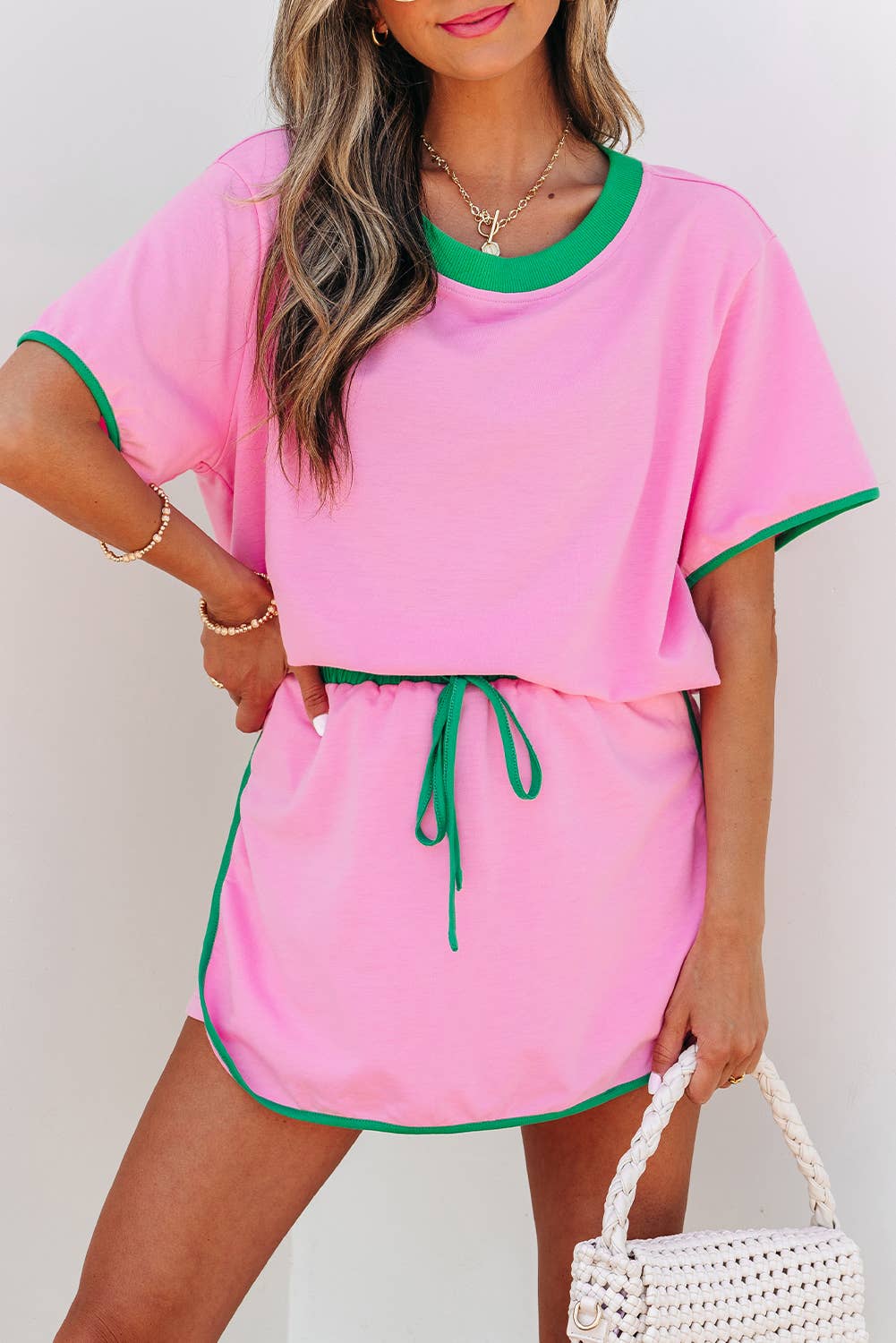 Colorblock Drop Shoulder T Shirt & Skort Set | S-XL & 1X-4X