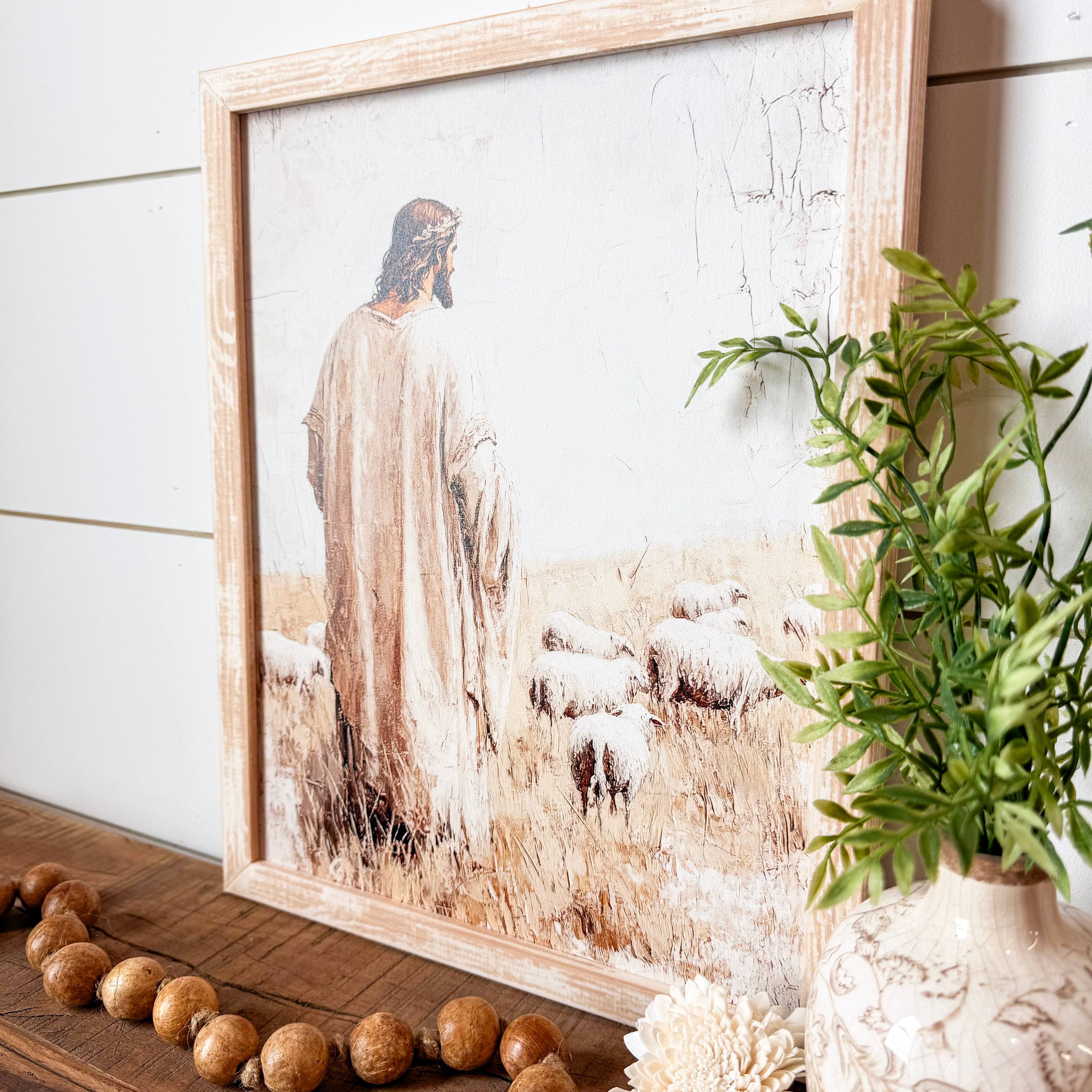 Jesus with Sheep Wall Art Print