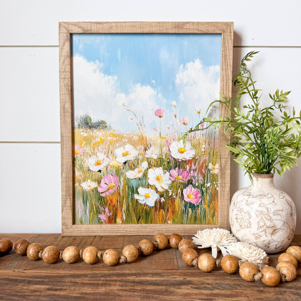 Pink & White Spring Wildflowers Wall Art