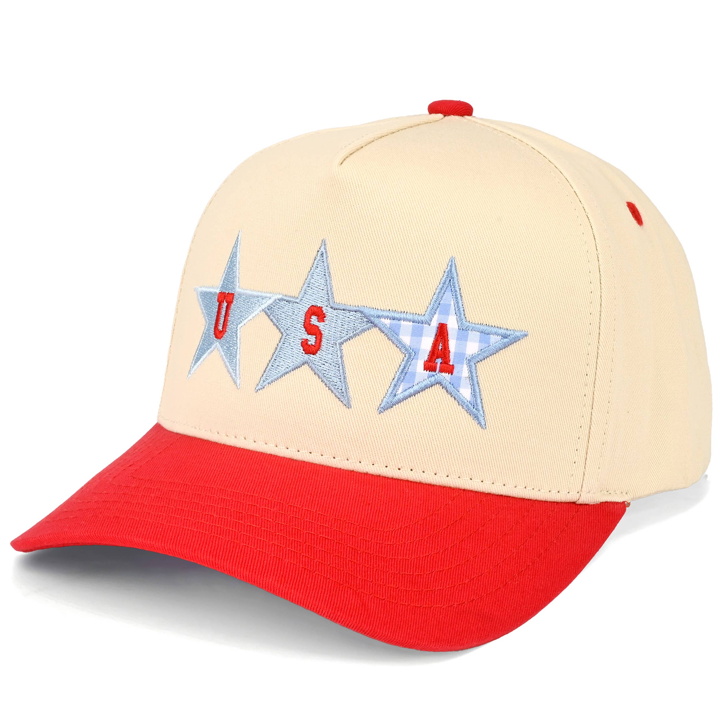 C.C STAR USA Letter with Stars Two Tone Trucker Hat