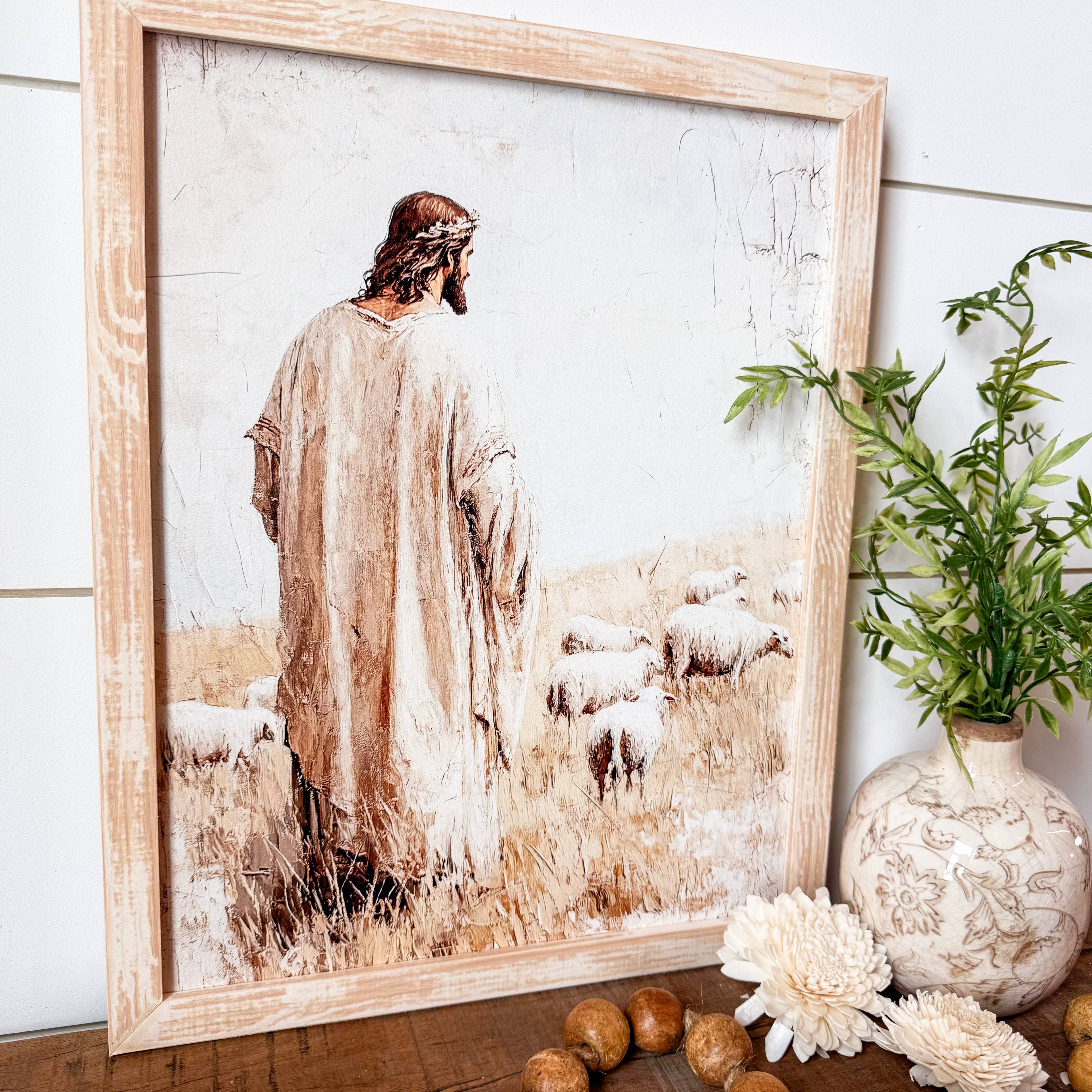Jesus with Sheep Wall Art Print