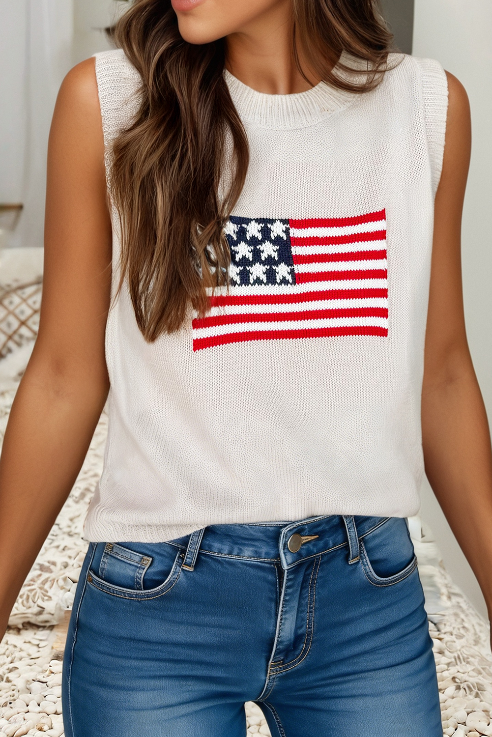 American Flag Sleeveless Sweater