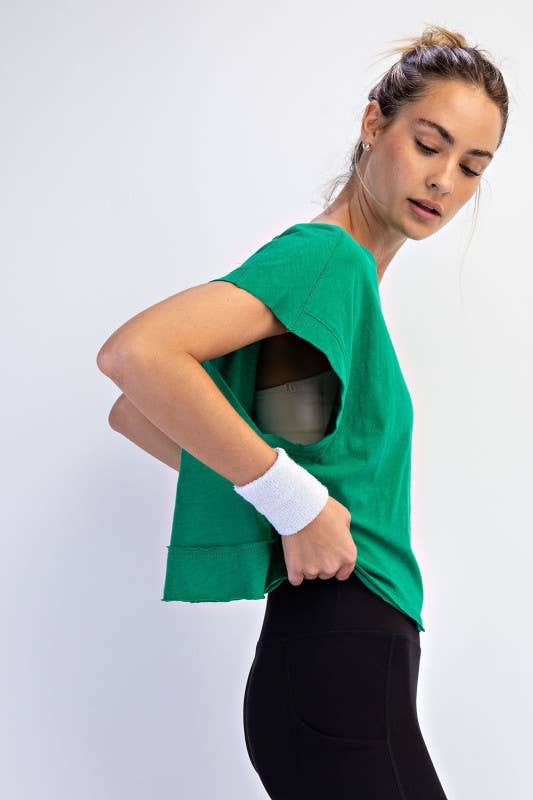 T899937-OVERSIZED COTTON SLUB OPEN BACK TOP