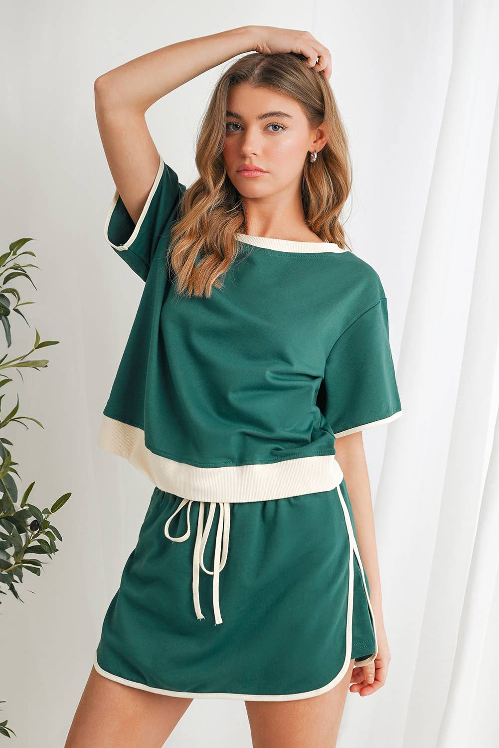 Colorblock Drop Shoulder T Shirt & Skort Set | S-XL & 1X-4X