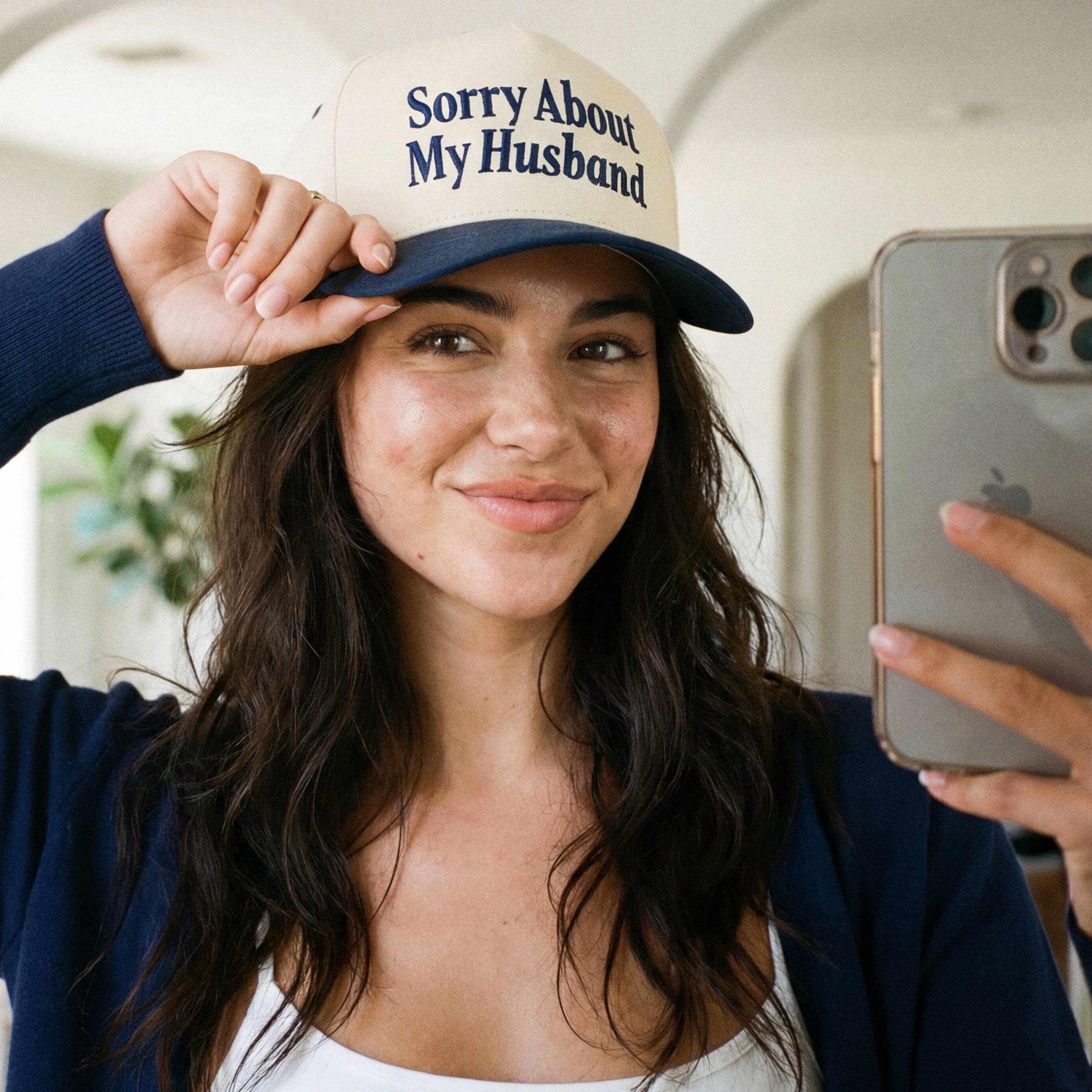 C.C SORRY ABOUT MY HUSBAND Letter Two Tone Trucker Hat: Leopard