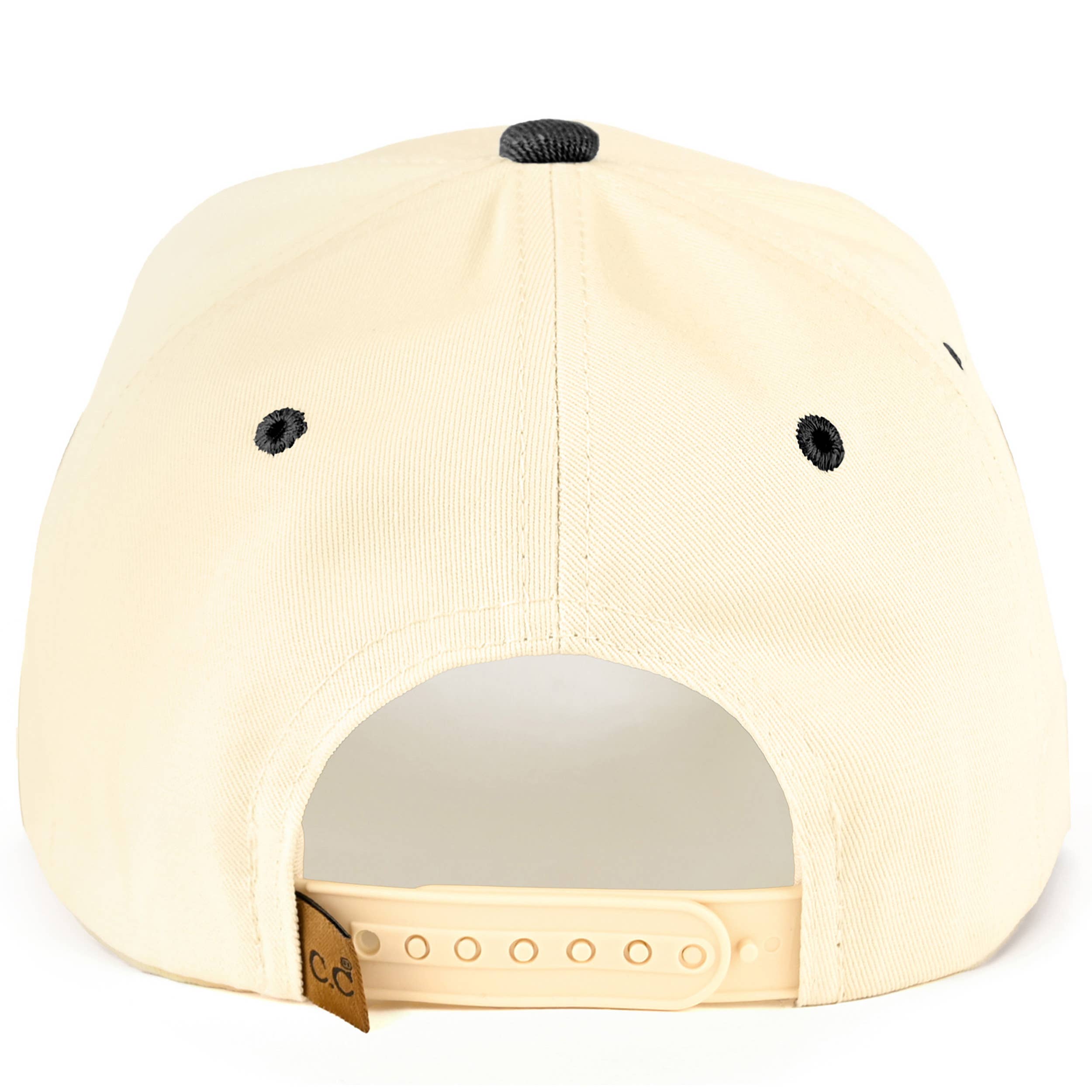 C.C OVERSTIMULATED Letter Embroidered Two Tone Trucker Cap