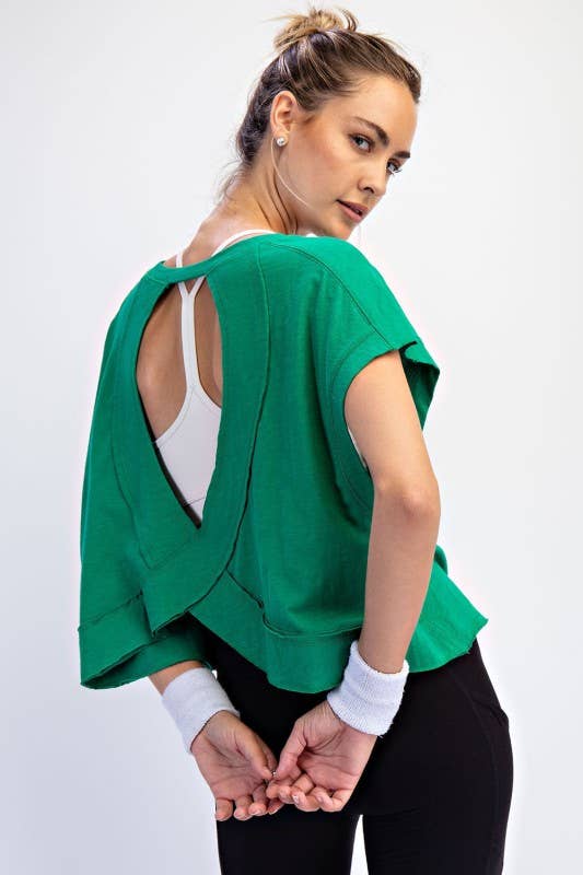 T899937-OVERSIZED COTTON SLUB OPEN BACK TOP