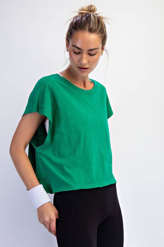 T899937-OVERSIZED COTTON SLUB OPEN BACK TOP