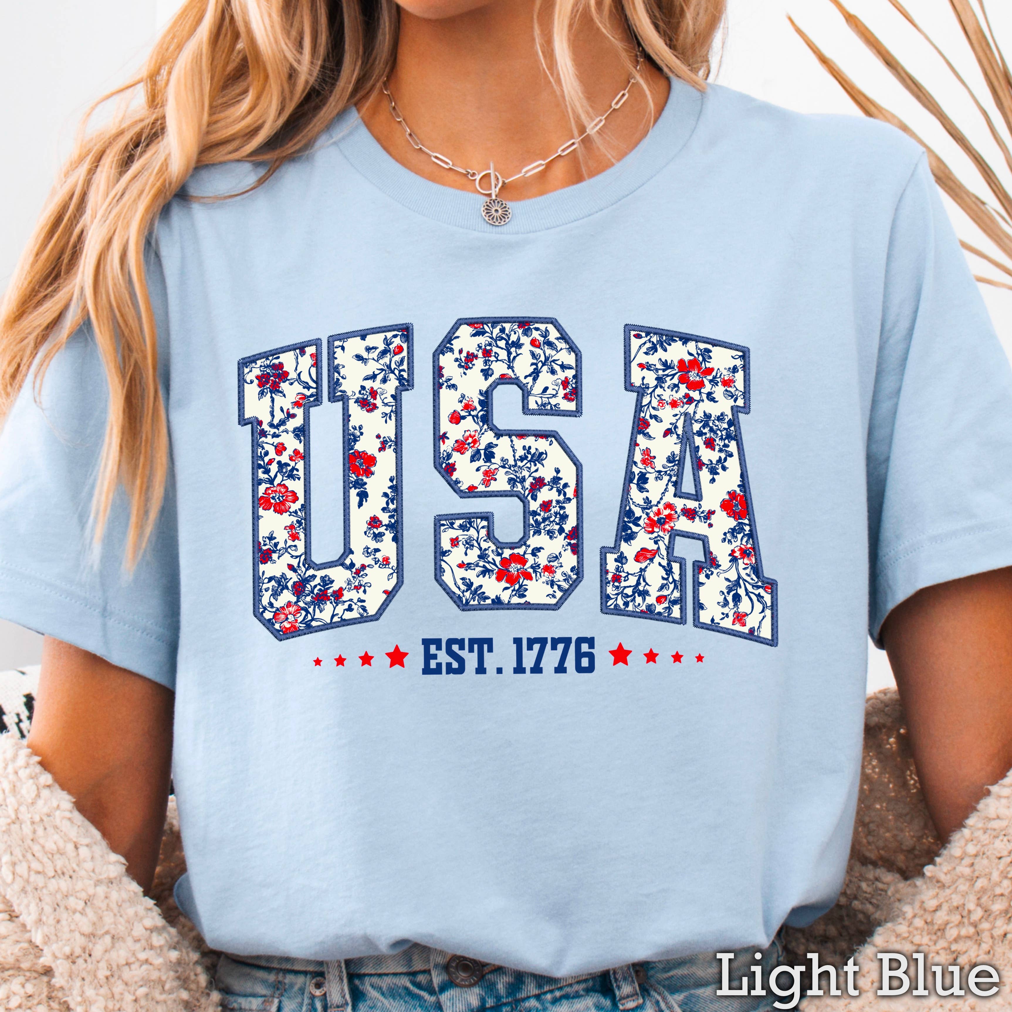 USA Floral  | July 4th Graphic Tee