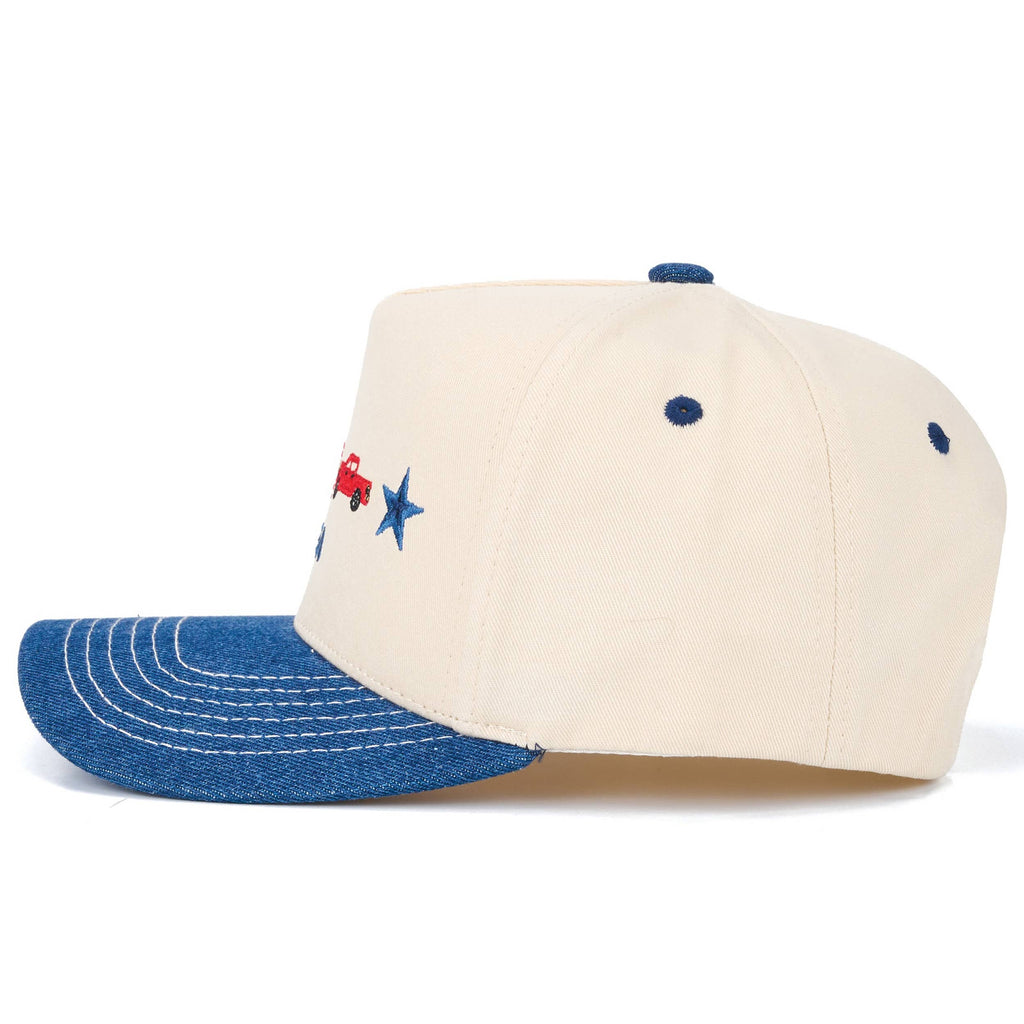 C.C USA Letter with Icon Embroidered on Two Tone Trucker Hat