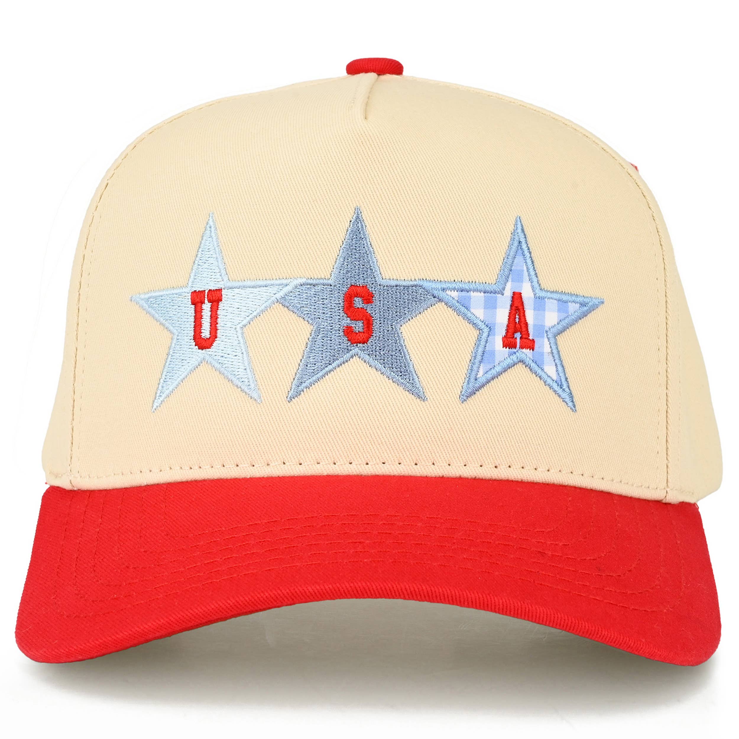 C.C STAR USA Letter with Stars Two Tone Trucker Hat
