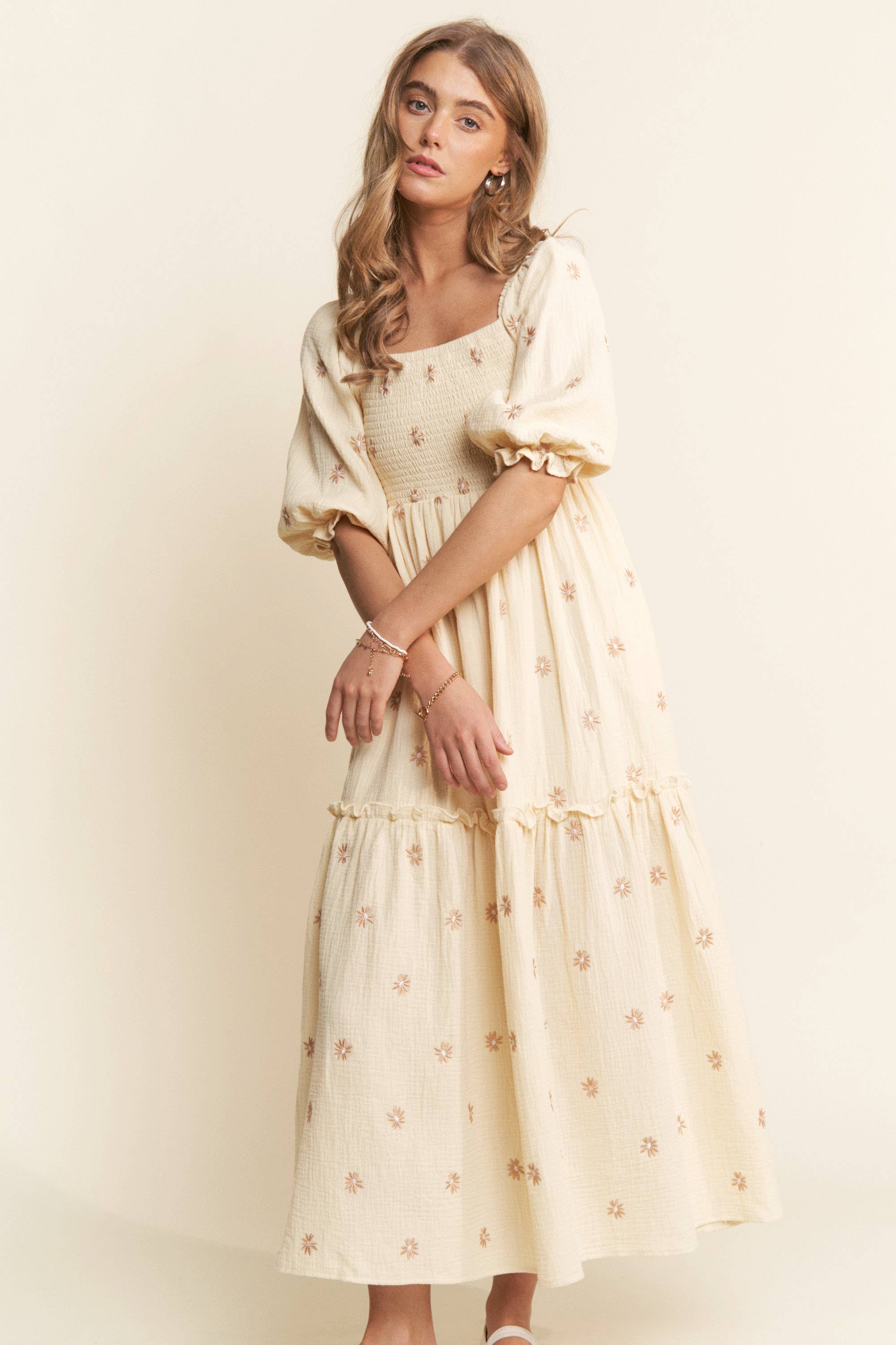 Flower Embroidered Maxi Dress