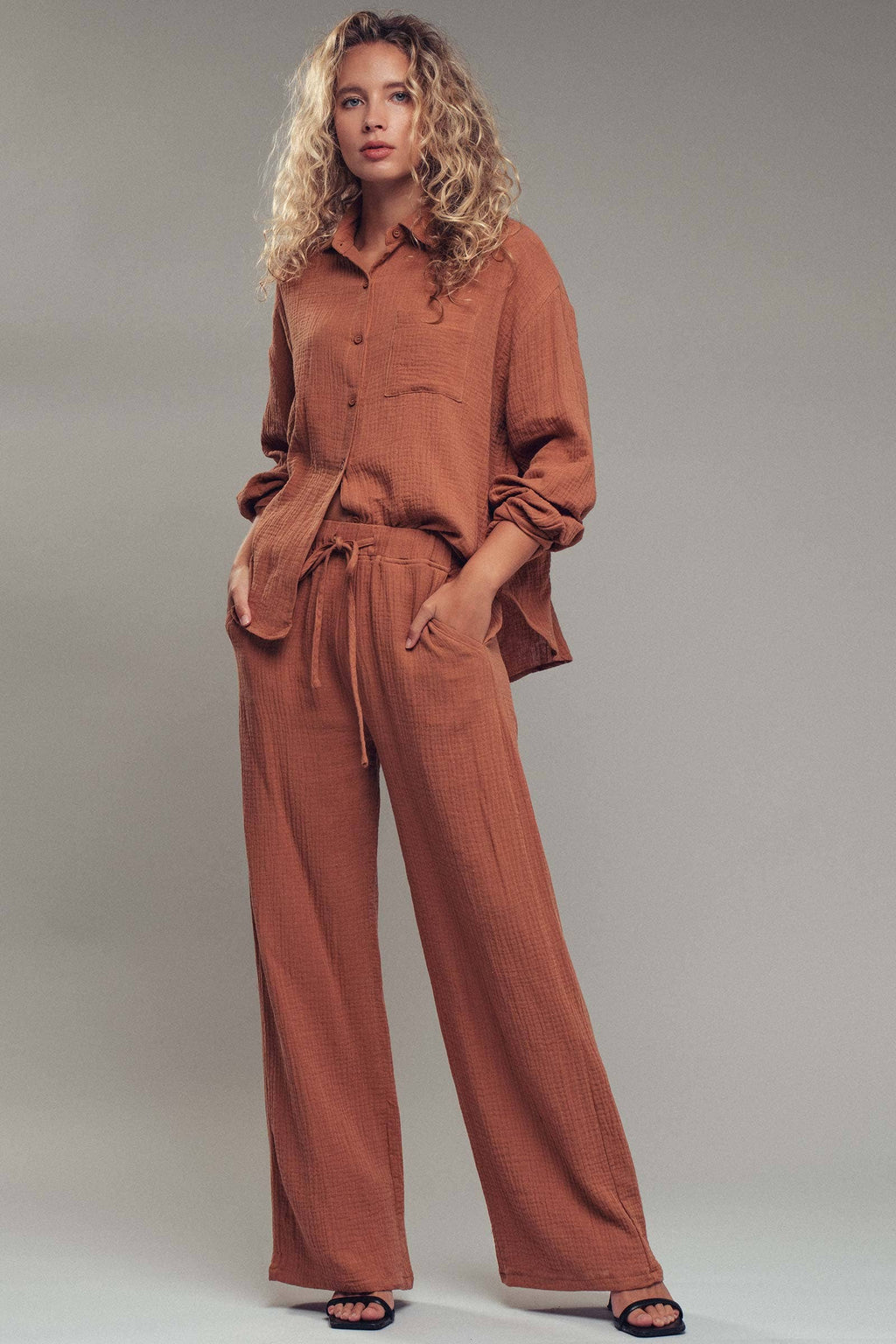 Textured Cotton Gauze Lounge Set