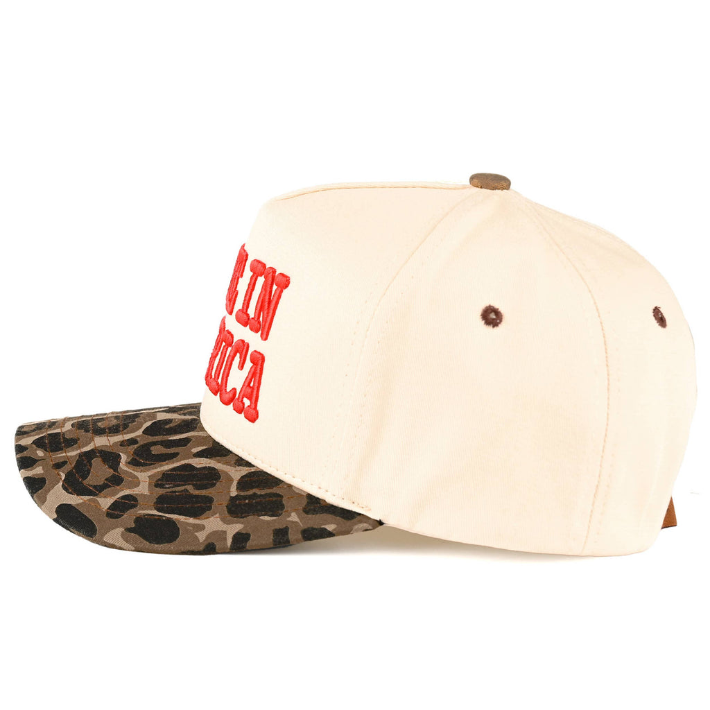 MADE IN AMERICA Letter Leopard Trucker Cap