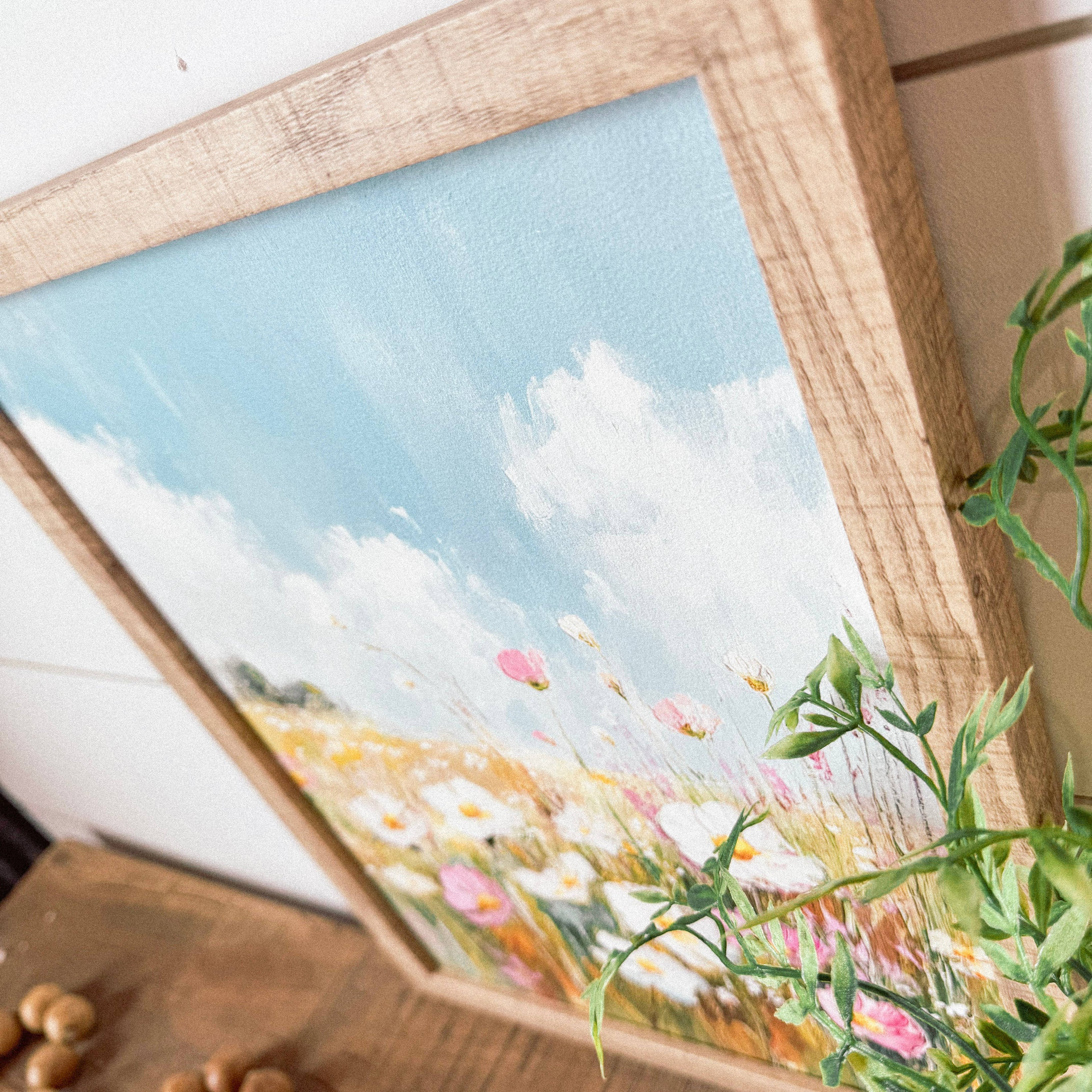 Pink & White Spring Wildflowers Wall Art